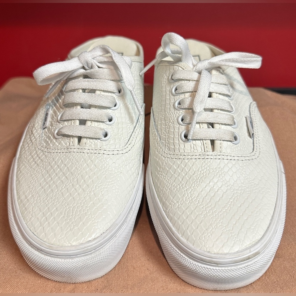 Vans White Leather Authentic Mule Python Blanc Wo… - image 1